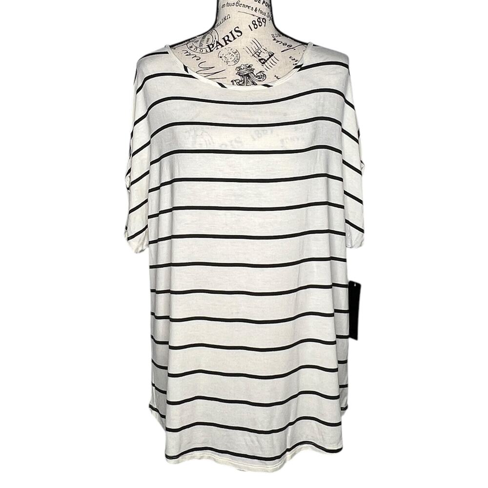 Colette (L) Romey Cold Shoulder Knit Top - Stitch Fix Striped Soft Open Arm Tee